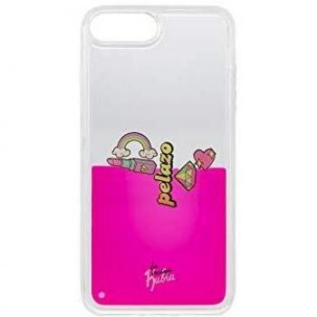 La Vecina Rubia Carcasa para iPhone 7 Plus y iPhone 8 Plus Transparente con Líquido Rosa y elementos flotantes, diseño exclusivo