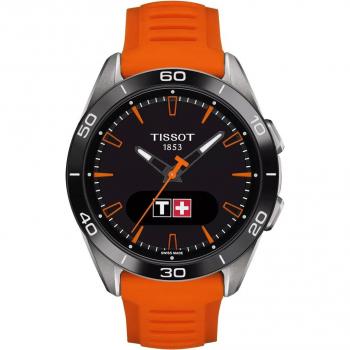 Tissot T-Touch Connect Sport Unisex Watch - 44mm Titanium with Orange Silicone Strap