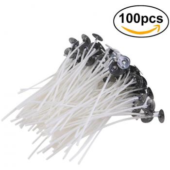 ULTNICE 100 Piezas Mechas de Velas Naturales Algodón Encerada para Fabricación de Velas con Bolsa Autoadhesiva