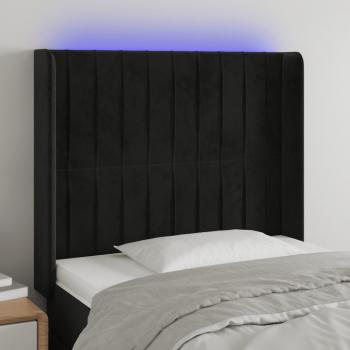 Cabecero con LED de Terciopelo Negro 83x16x118/128 cm