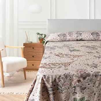 Juego de Sábanas Estampadas de Algodón 100% Paisley y Flores - 3 o 4 Piezas para Cama 90, 135 y 150 cm