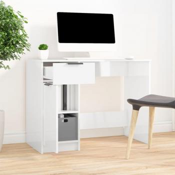 vidaXL High Gloss White Desk 100x50x75 cm Engineered Wood