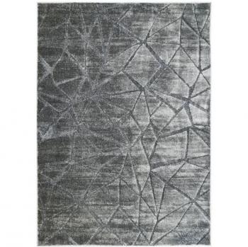 Alfombra de poliéster con relieve en forma de triángulos 120 x 170 cm Gris
