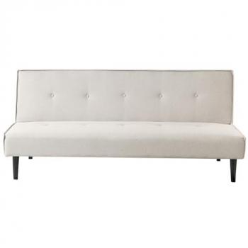 Sofá cama retro de tela 3 plazas sin reposabrazos con respaldo ajustable abotonado beige claro Visby