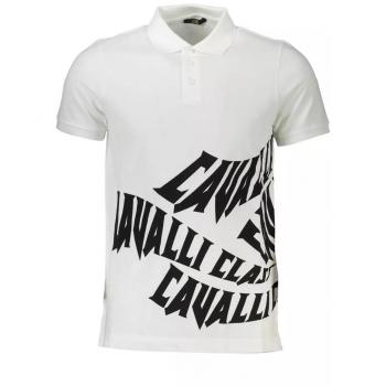 Cavalli Class White Cotton Polo Shirt - XL, Male, Polo Shirts