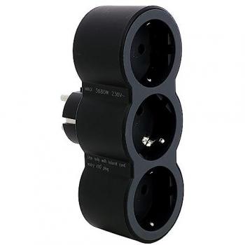 Ladrón eléctrico 3 tomas schuko frontales Legrand 694519, Adaptadores 2P+T, Ficha tripla 2P+T frontal Preto, Color Negro/Gris Oscuro