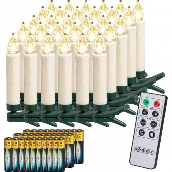 Set de 40 Velas LED Inalámbricas para Árbol de Navidad con Pilas, Luz Cálida
