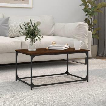Mesa de Centro de Roble Marrón 80x50x40 cm en Madera Multicapa y Hierro