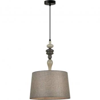 Lámpara colgante Lindby Haldorin, gris/negro, textil, Ø 34 cm, tradicional, metal, para salón y comedor, 1 llama, E27