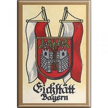 BOTÓN MAGNÉTICO Imanes de cocina con motivo de nostalgia - EICHSTÄTT ESCUDO DE BAVIERA - Talla Aprox. 8cm x 5,5cm
