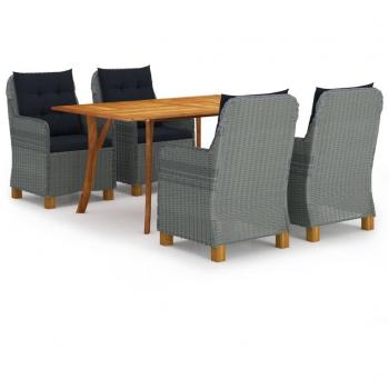 5-Piece Light Grey Garden Dining Set