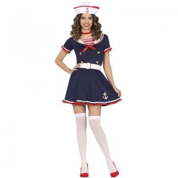 Disfraz de Marinera Grumete Vintage azul estilo retro para mujer