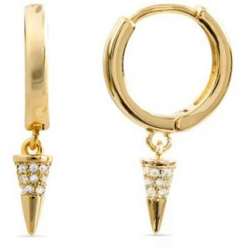 Pendientes Essential de Luxenter acabados en oro de 18k con circonita brillante