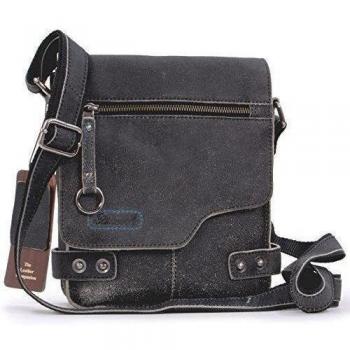 ASHWOOD - Camden 8351 - Bolso bandolera - Apto para llevar Kindle y iPad - Cuero - Negro