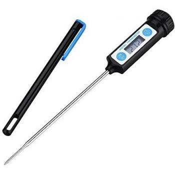 Termómetro Digital de Cocina de Topop,Termómetro Inoxidable para Alimentación, Carne, Parrilla, Barbacoa, Leche, Caramelo y Baño de Agua, con Sonda Larga,Lee rápidamente y Apoyo Apagado Automático.