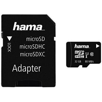 Tarjeta microSDHC 32GB Clase 10 UHS-I 80MB/s con Adaptador