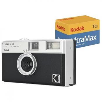 Kit Cámara de Película Kodak Ektar H35 Negra + Película 35mm Half Frame (24 exposiciones)
