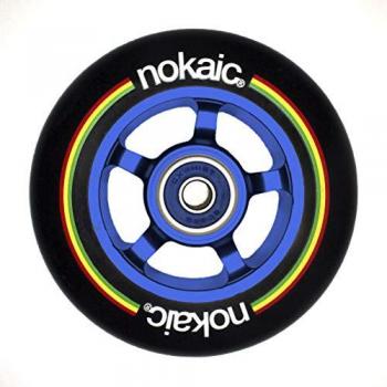 Nokaic Pack de 2 Ruedas 100 mm para Patinetes Scooters Freestyle, Goma Negra, Núcleo Aluminio Color Azul
