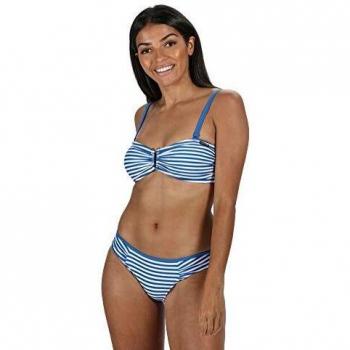 Regatta Aceana-Top De Bikini con Tiras Ajustables Swimwear, Mujer, Strong Blue Stripe, 18