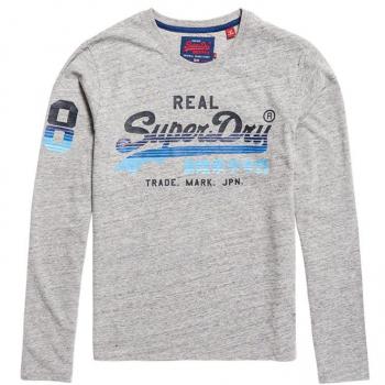 Superdry Vntgelogocalihoriznl/stee, Camiseta de Manga Larga para Hombre, Gris