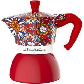 Cafetera Moka Induction Dolce & Gabbana 4 Tazas Bialetti Roja Inoxidable