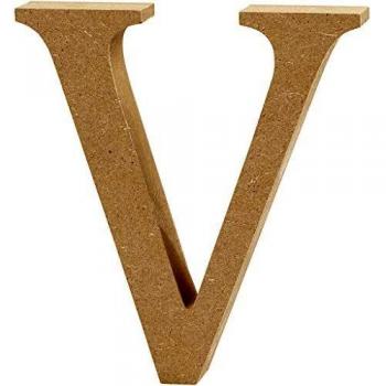 Letra V MDF 13 cm, 2 cm de grosor, 1 pieza
