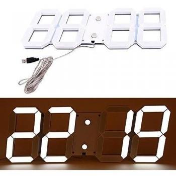 Reloj LED, pantalla LED reloj digital reloj de visualización de la temperatura de la pared Fecha Hora de café de la barra - Blanco, 44 x 18 x 2 cm