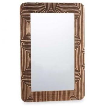 Espejo de pared Marrón Madera de mango Curva 90 x 60 x 2 cm