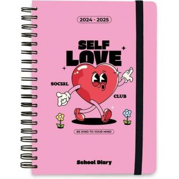 Agenda Escolar 2024/2025 Semana Vista A5 12 Meses Retro Collection Erik Editores Kalenda Rosa