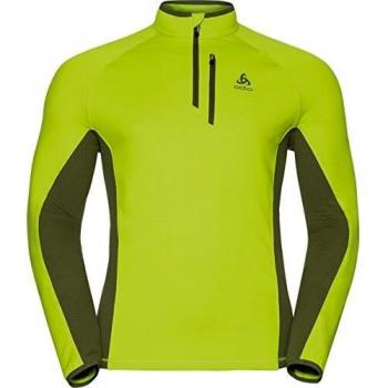Odlo Midlayer 1/2 Zip PROCHUTE Sudadera, Hombre, Acid Lime-Moss Invierno, Small