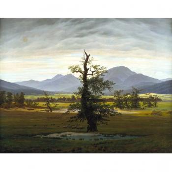 Paisaje con solitarias Árbol por Caspar David Friedrich. 100% pintado a mano óleo sobre lienzo. Reproducción de alta calidad. Envío gratuito