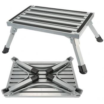 Taburete de paso Taburetes de Aluminio Plegables con Superficie Antideslizante Capacidad Máxima Peso 250KG para Baño Interior Cocina o Caravana al Aire Libre Remolques para Autocaravanas Uso