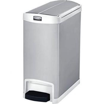 Papelera Slim Jim 30L/8G con Tapa Metalizada y Pedal Blanca