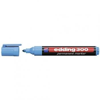 edding 300 marcador permanente - azul claro - 1 rotulador - punta redonda 1,5-3 mm - resistente al agua, de secado rápido, rotuladores indelebles - para cartón, plástico, vidrio, madera, metal