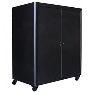 Aparador de metal negro con 2 puertas y dimensiones L 80 x P 40 x H 95 cm