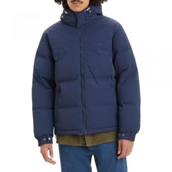 Levi's Rockridge Short Puffer Chaqueta con capucha, acolchada, cierre con cremallera, color azul oscuro, talla XL