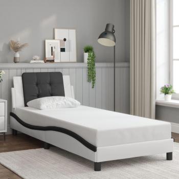 Cabecero de Cama en Cuero Sintético Negro y Blanco 90x200 cm