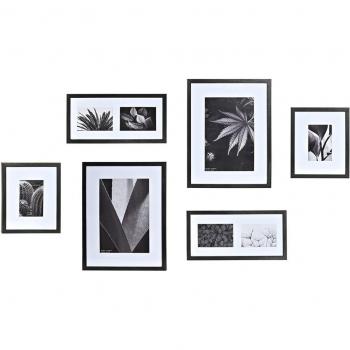 Marco de Fotos Set 6 MDF Cristal 33x2x45 Negro
