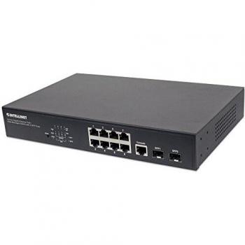 Intellinet 8-Port Gigabit Ethernet PoE+ Web-Managed Switch with 2 SFP Ports, 140W Power over Ethernet (PoE+/PoE) Compliant, Desktop and Rackmount Options
