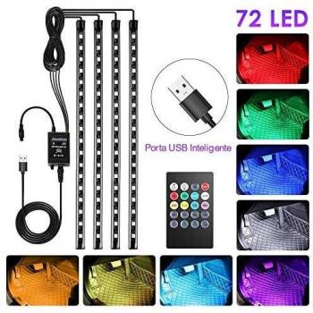 Luz Interior Coche,bedee Tira LED Iluminación 72 Led, Auto Interior Atmósfera Led Iluminación Interior del Coche Llevaron, el Color de la Decoración de la Lámpara para coche, Impermeable