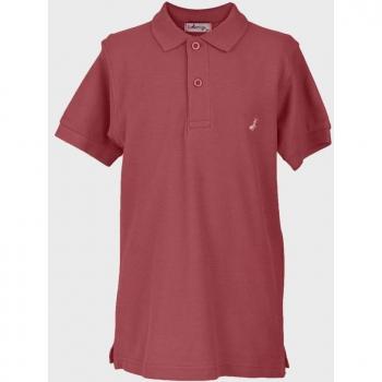 Polo de niño coral con bordado floral y detalles en mangas - La Ormiga