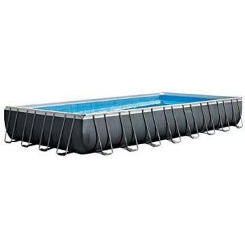 Intex Ultra XTR Frame Rectangular Pool Set 975x488x132 cm with Sand Filter Pump, Ladder, Cover, Deluxe Cleaning Kit, and Volleyball Set