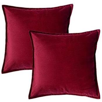 Bedsure Funda Cojin 50 x 50 Vino Rojo - Juego de 2 Fundas Cojines Decorativas de Terciopelo, Muy Suave, Funda de Almohada Cuadrada para Sofá, Dormitorio y Sala de Estar, con Cremallera
