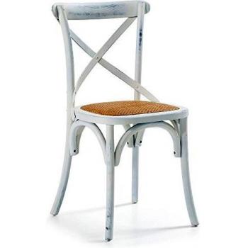 Kave Home - Silla de Comedor Alsie Blanca de ratán con Estructura de Madera Maciza de Olmo