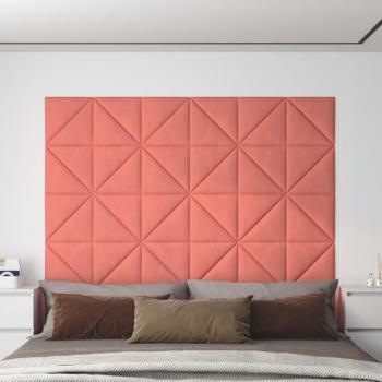 Paneles de pared 12 piezas Rosa 30x30 cm Terciopelo 0,54 m²