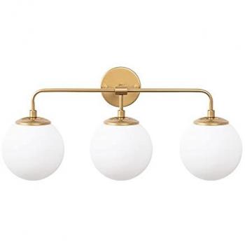 Aplique de pared Wellhome, estructura de metal color oro, dimensiones 56x21x27 cm, casquillo 3 x E14, potencia máxima 40 W