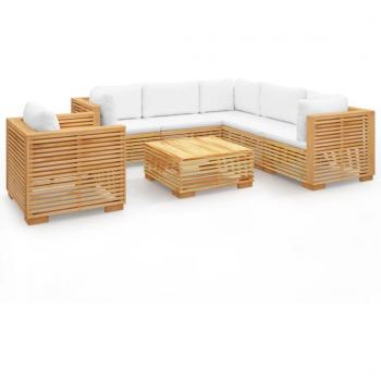 Teak Wood 7-Piece Garden Lounge Set with Cushions
