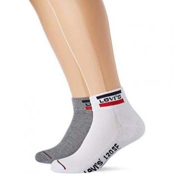 CALCETINES LEVIS 120SF MID CUT LOGO 2P WHITE/GREY T-35