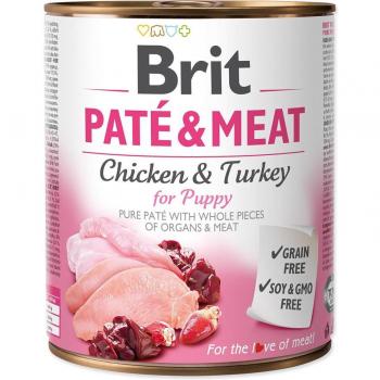 Brit Paté & Meat Cachorro - 800g, Comida Húmeda para Perros con Pollo y Pavo