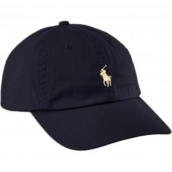 Polo Ralph Lauren Men's Cotton Chino Baseball Cap with White Polo Player Logo - Washed Navy Blue